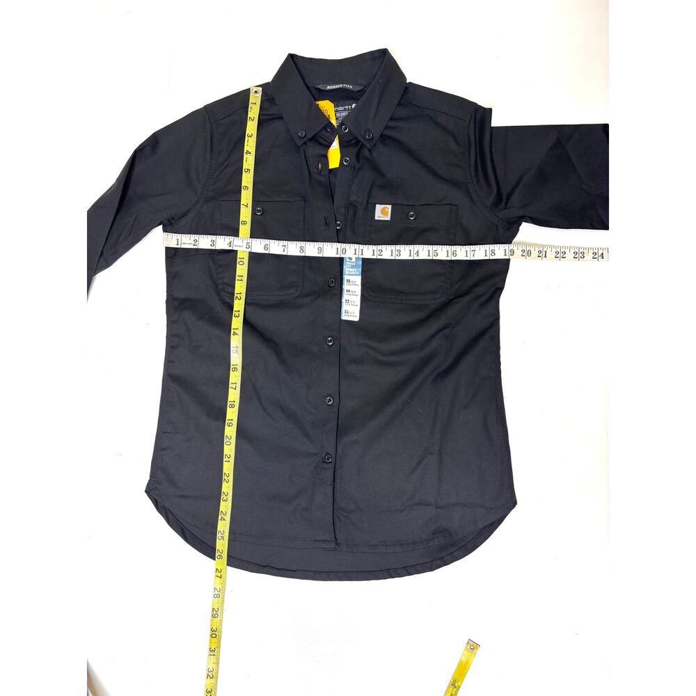Carhartt Women’s Rugged Flex Relaxed Fit Canvas Long Sleeve Black Work Shirt XS - Picture 6 of 7